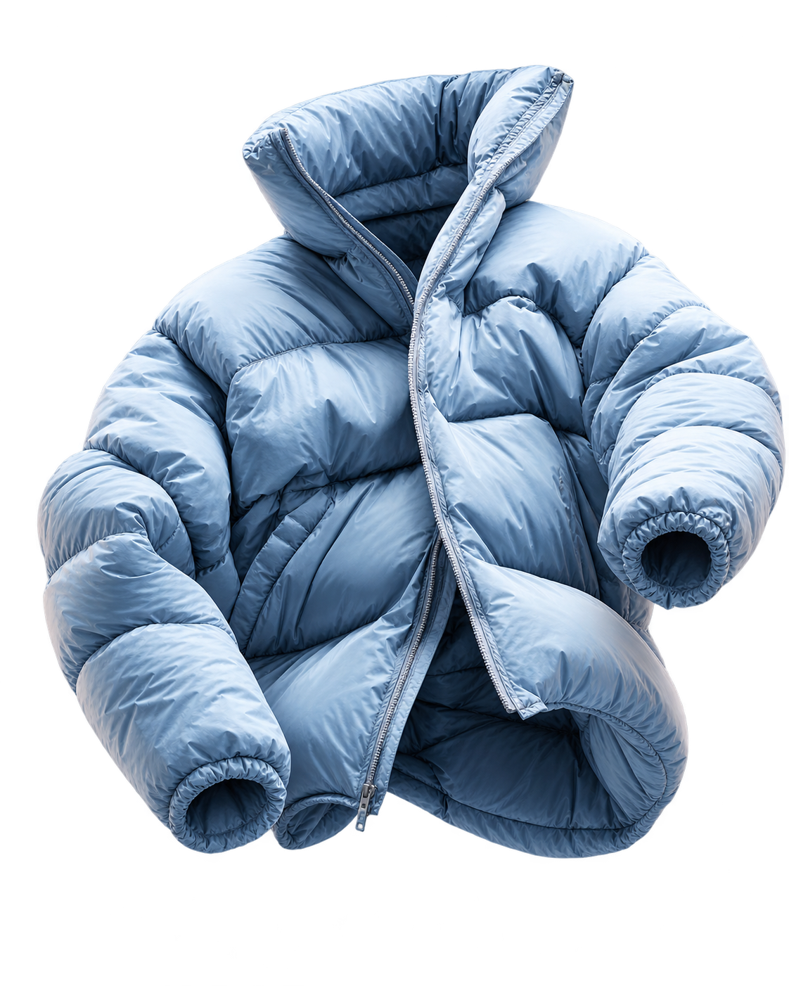 Floating ice blue oversized puffer jacket